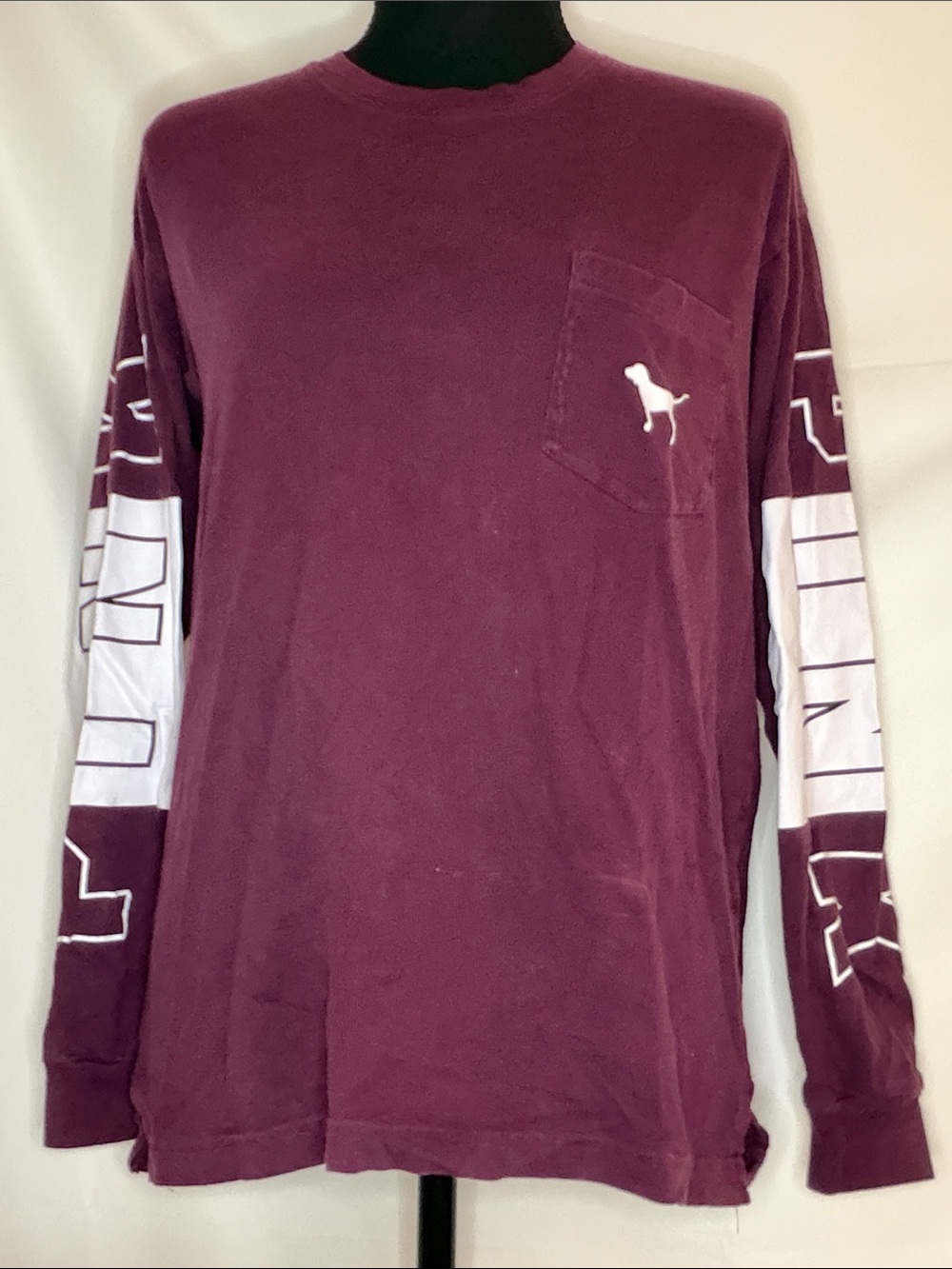 VS PINK COTTON MAROON LONG SLEEVE TEE